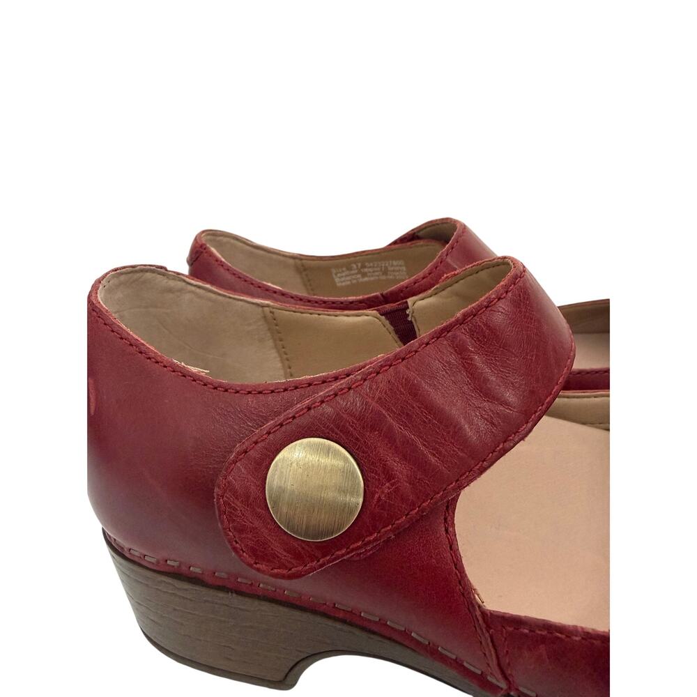 Dansko Red Leather Mary Jane Clog Block Heel Shoes EU 37/US 6.5-7 - Picture 6 of 9